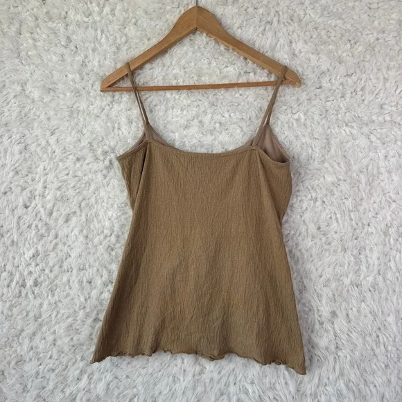 Younique Cami Tank Top Size L Brown Lace Trim Fairycore Y2K Bogo Earthy Bohemian - Picture 2 of 8